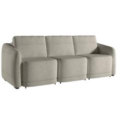 Sofá Cama Para Sala De Estar 3 Lugares 276cm Montserrat K01 Bouclê Bege - Lyam Decor