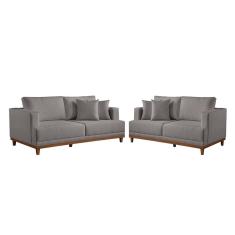 Conjunto Sofás 2 E 3 Lugares Fixo Linho M-175 Martins Cinza