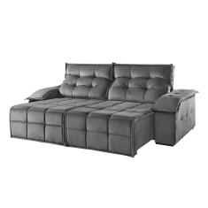 Sofá 3 Lugares Retrátil E Reclinável Martins M-122 Veludo Grafite