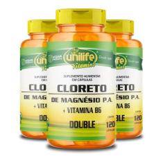 Kit 3 Cloreto De Magnésio P.A. 810Mg Unilife 120 Cápsulas