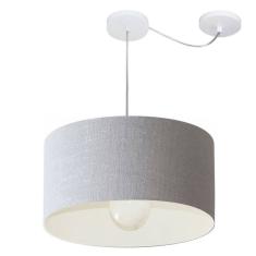 Lustre Pendente Cilíndrico Com Desvio de Centro Vivare Md-4228 Cúpula em Tecido 45x25cm - Bivolt
