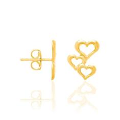 Brinco rommanel folheado a ouro tres coraçoes 526283, 0
