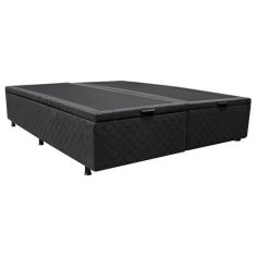 Base Box Baú para Cama Casal King 192x203cm Bipartido Liz S05 Suede Bordado Preto - Mpozenato