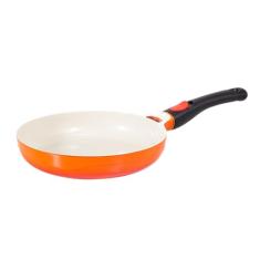 LE COOK Frigideira Premier Revestimento Cerâmica Antiaderente 28cm Laranja Cabo Destacável Alta Performance, Fundo de Indução, Forno, Fogão Gás Elétrico Vitrocerâmico