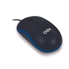 OEX Mouse Óptico Mini com Fio 1000 Dpi MS103, Preto e Azul