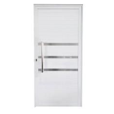 Porta Lambril de Alumínio Direita 210 x 90cm com Friso Linha Veneza Esquadrias Bergame Branco
