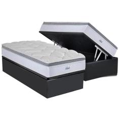 Conjunto Box Baú Solteiro: Colchão Molas Herval MasterPocket Ensacadas Toledo + Base CRC Suede Gray(88x188)