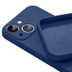 Capa de telefone quadrada de silicone líquido para iPhone 13 14 Pro Capa para iPhone 14 11 13 12 Pro Max XR XS 7 8 Plus Capa traseira de proteção, azul escuro, para iPhone 7 8