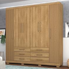 Guarda-Roupa Casal Creta 6 Portas 6 Gavetas Nature/Brisa - Pnr Móveis