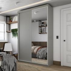 Guarda-roupa Solteiro 100% Mdf Bp com 2 Portas e 1 Espelho Geneve Urbi