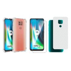 Capinha Antichoque e Película Vidro Frente e Traseira Moto G9 Play - H