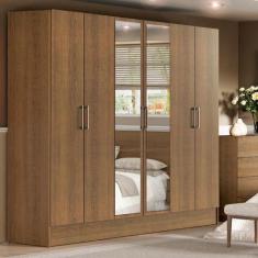 Guarda-Roupa Casal Madesa Vip Plus 6 Portas Batentes com Espelho, Rust