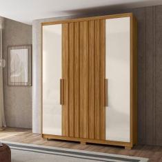 Guarda Roupa Casal 4 Portas 3 Gavetas Ripado Califórnia - Moval, Freij