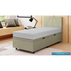 Base Cama Baú Solteiro Veludo - SkyBox - SKYBOX BOX E BAÚS, Bege
