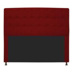 Cabeceira Estofada Dama 195 cm King Size Com Botonê Corano Vermelho - 