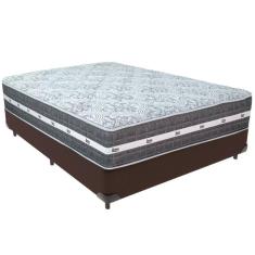 Cama Box Marrom E Colchão Black Graphite Molas Ensacadas Casal Anjos