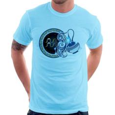 Camiseta Signo Aquário Astrologia - Foca na Moda, Azul bebê, P