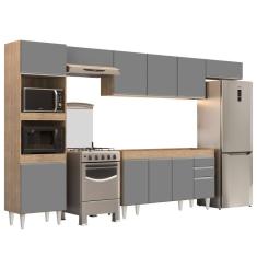 Armário de Cozinha Modulada 5 Peças CP13 Balcão Castanho/Cinza - Lumil