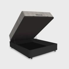 Cama Box Bau Casal Preto + Colchao Casal Airtech Springpocket (138x188x60) - Molas Ensacadas - Ortobom