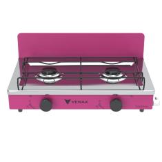 Fogao de Mesa 2 Bocas Venax Flamalar Vetro Pink Gas Glp
