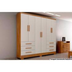 Guarda Roupa Casal 6 Portas E 6 Gavetas C/ Pés Encant/berlim Cumaru/fendi 25 - Novo Horizonte