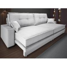 Sofá Palermo 2,20m Retrátil e Reclinável Linho Soft Prata - NETSOFAS