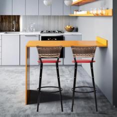 Kit 2 banquetas Bancos Cadeiras Para Bancada Alta Cozinha Gourmet Bare