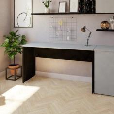 Escrivaninha Mesa Escritório 130cmx47cm 130cm Preto E Cinza Cristal - 