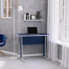 Escrivaninha Mesa Escritório Secretária Maxxi 92cm Cinza E Azul - Pand