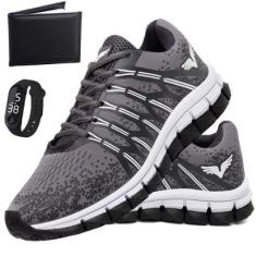 Tenis Masculino Kit Carteira + Relogio Sapato Esportivo Veloz-Masculino