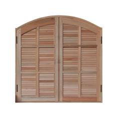 Janela de Madeira Guilhotina 120x100cm 4 Folhas em Arco Rodam Marroml