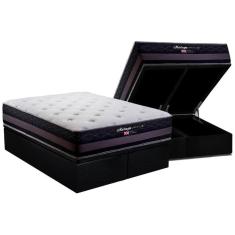 Cama Box Baú King: Colchão Molas Herval Maxspring Málaga + Base CRC Suede Black(193x203)