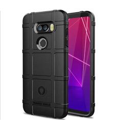 Capa para LG V30S, proteção robusta, material TPU de fibra de carbono, macio antiderrapante macio, anti-impressão digital, capa totalmente protetora para LG V30S