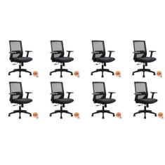 Conjunto 8 Cadeiras Diretor Chicago Office Nr17 Preto