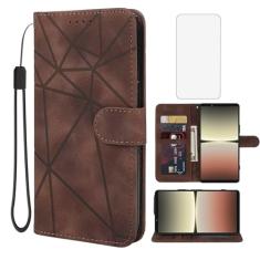 Wanyuexes Capa para Xperia 5 IV, Sony 5 IV XQCQ62B-GC Capa carteira com protetor de tela de vidro temperado, pele PU flip suporte suporte para cartão de crédito capa de telefone para Sony Xperia 5 IV