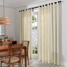 Cortina Rústica 300x250 Ilhós Cromado Charme Admirare,  Off White