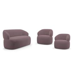 Kit 02 Poltronas Giratória e 01 Sofá Orgânico Glee 03 Lugares 170cm Ve