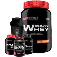 Kit Whey Protein Waxy Whey - 2kg Bau + Cafeína + BCAA 250 Cáps + Gluta