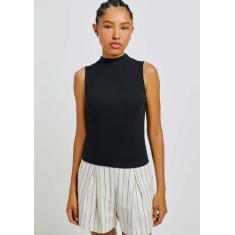 Regata Básica Feminina Gola Alta Em Ribana Canelada - Hering Adulto, M