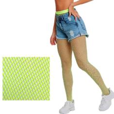 Meia Calça Arrastão Neon Colorida Adulto - Festa Fantasia Carnaval Tam