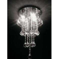 Lustre de cristal para sala com 80 cm de altura base de inox 30 cm de 