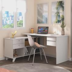 Escrivaninha em L Retrô Gold com 4 Gavetas