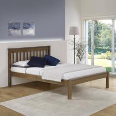 Cama Casal Inglesa em Madeira Maciça Mv Outlet, Castanho