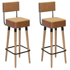 Kit 2 Banquetas Para Bancada Estofada Bariloche Amarula