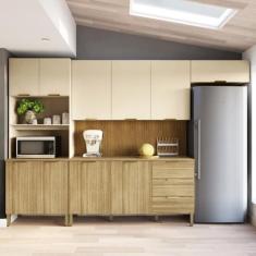 Cozinha Completa 5 Peças 10 Portas 3 Gavetas com Tampo e Painel Ripado