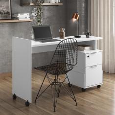 Escrivaninha Para Computador Office Com 2 Gavetas Alessa M1 Branco - Lukaliam Móveis