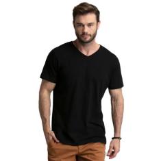 Camiseta Gola V Street Preta 100% Algodão - Di Nuevo, Preto, GG
