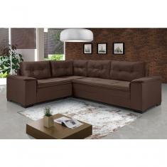 Sofá Viena Canto Suede Plus Confortável Pés Madeira Império Marrom 379