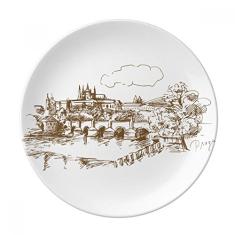 Charles Bridge Prague Prato de sobremesa de porcelana decorativa de 20,32 cm