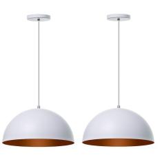 Lustre Pendente Meia Lua Branco 40Cm - Kit 2 Unidades